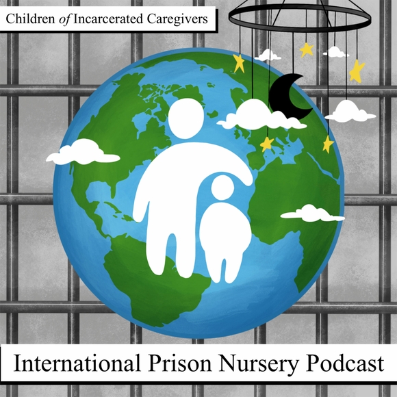 A globe with the CIC logo, featuring a prison cell in the background and a child's mobile 
