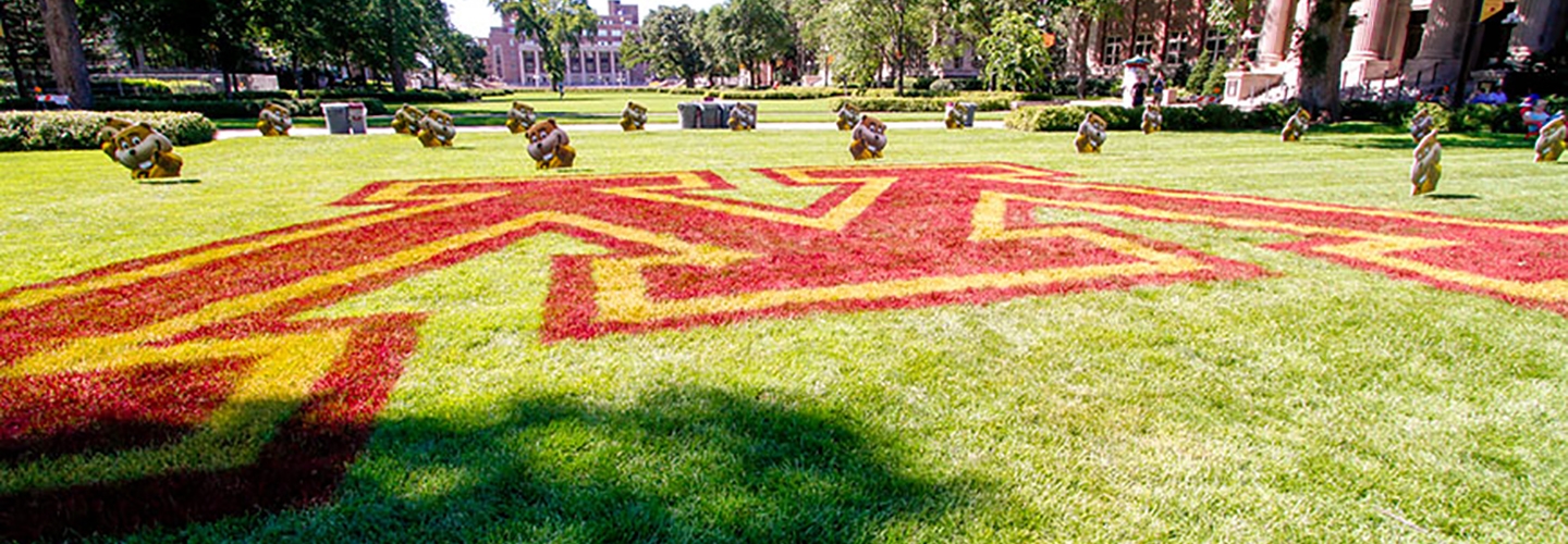 Giant painted block M on Northrop Mall