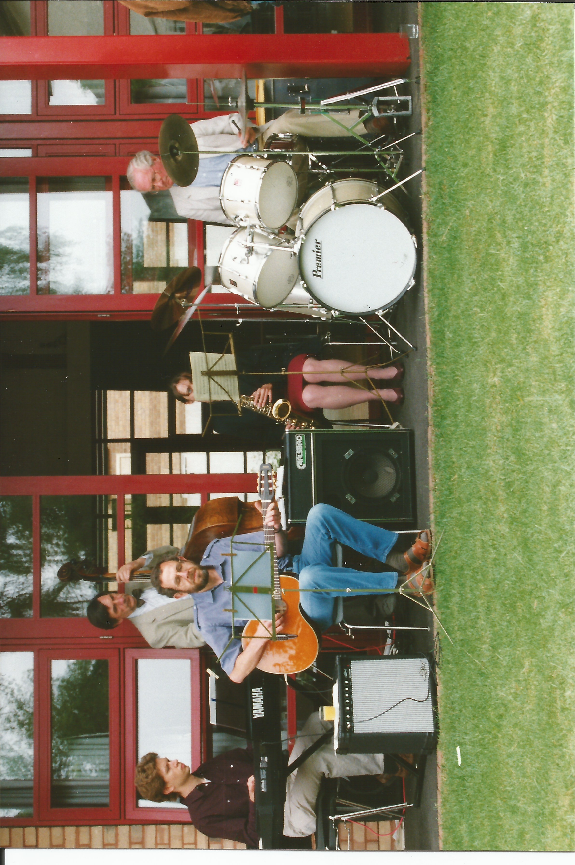 A jazz band providing the entertainment at a garden party.