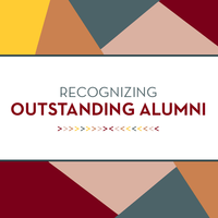 Sign that says "Recognizing Outstanding Alumni"