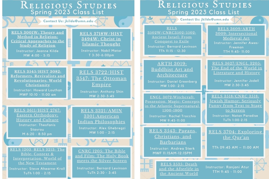 Religious Studies program Spring 2023 Course List