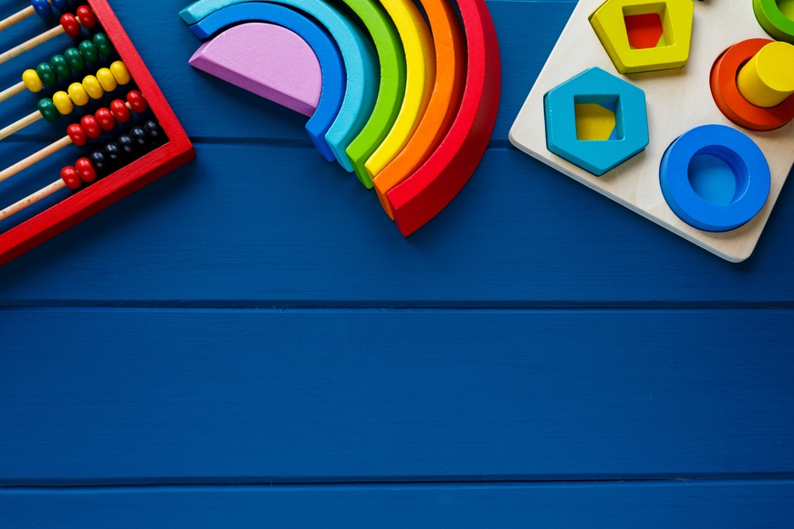 Educational preschool toys in bright colors