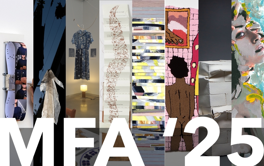 "MFA '25" over collage of 8 different artworks