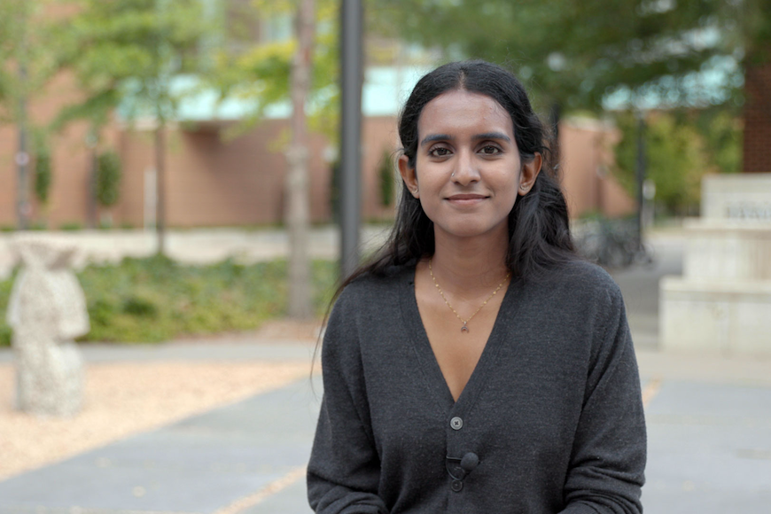 Headshot of Meghana Bhaskar in front of trees