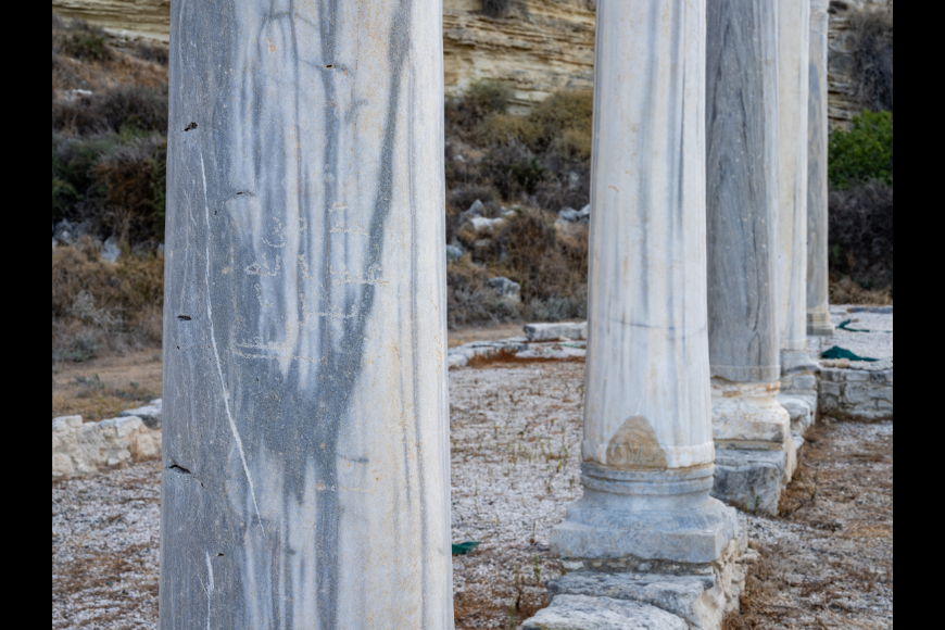 View of 4 marble columns. 