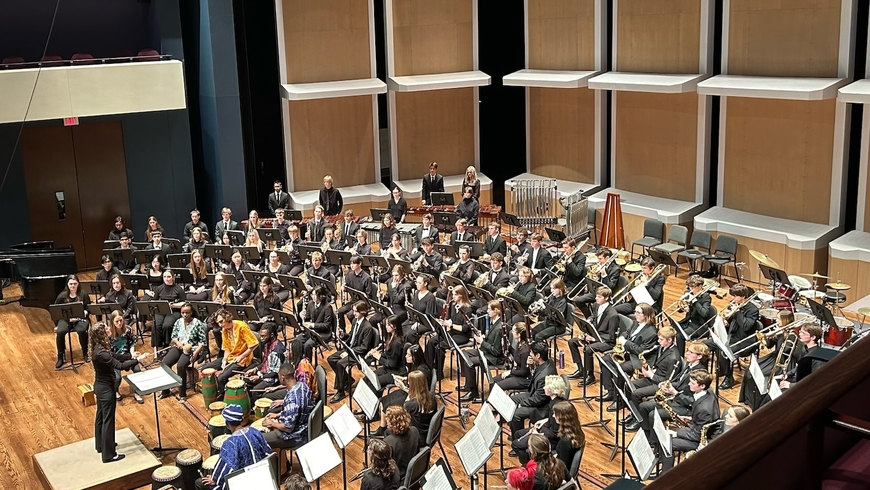 University of Minnesota Twin Cities High School Honor Band performs on Ted Mann Concert Hall stage. 