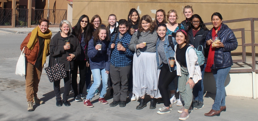 group of undergraduate students at the US Mexico Border