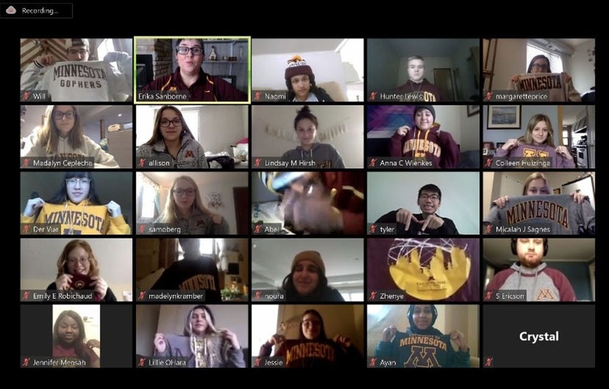 a class on Zoom all wears UofM gear to show school spirit