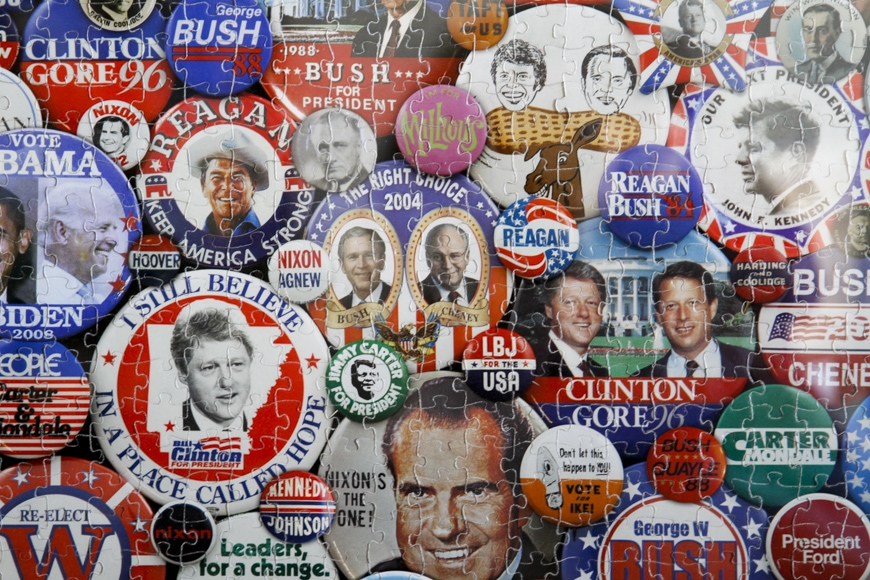 Political memorabilia from various presidential campaigns