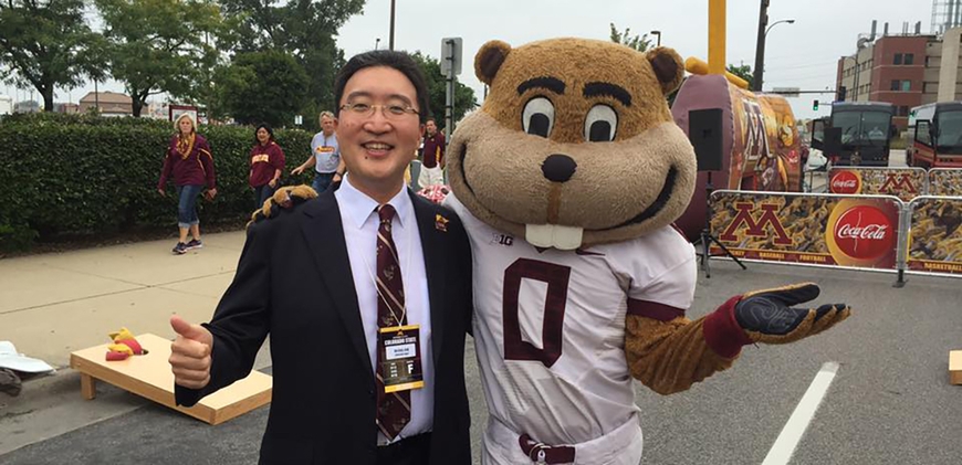 Michael Kim with Goldy Gopher