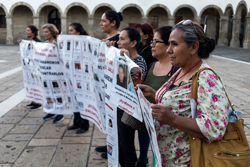 Photo of family members of the disappeared attending an event at which the government announced new steps to address the issue in the state of Jalisco