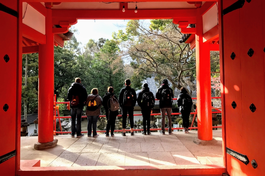 Students at a Shinto shrine called Kasuga Taisha in Nara, Japan