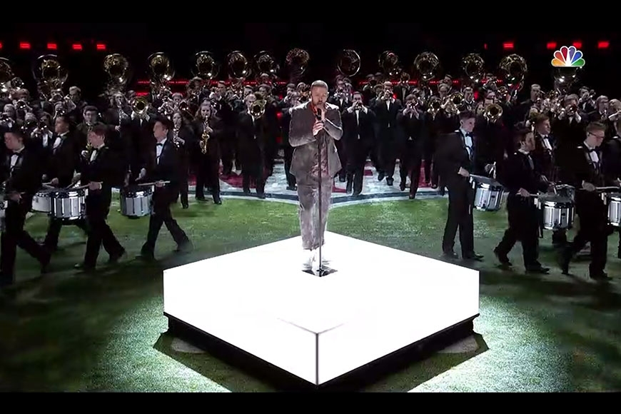 U of M Marching Band Performs in Super Bowl Halftime Show with