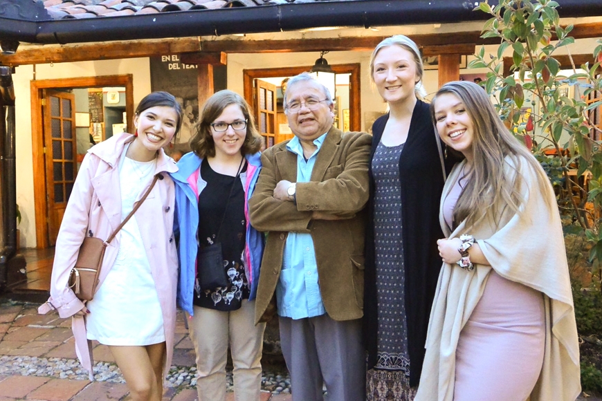 Photo of Olivia Nortwen, Kylie Sievers, Professor Luis Ramos-Garcia, Danielle Jurichko, and Sydney Provinzino