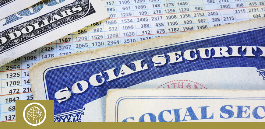 Social security card, dollar bills