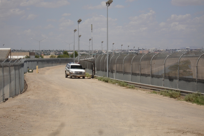 The U.S. border fence near EL PASO