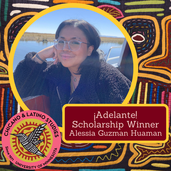 photo of student with Chicano and Latino Studies logo