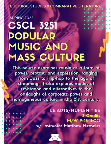 CSCL 3251: Popular Music and Mass Culture