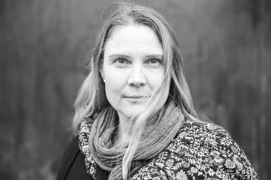 Black and white portrait of Karina Horsti