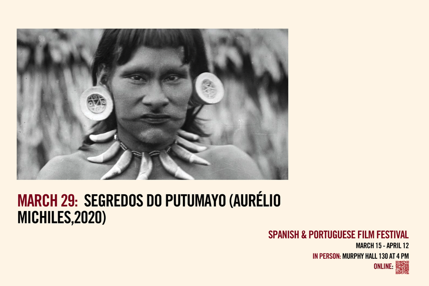 event poster containing film still of indigenous brazilian