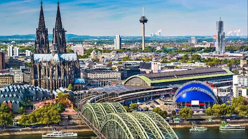 Downtown aerial view of Cologne