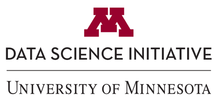 Maroon M with the words Data Science Initiative University of Minnesota Driven to Discover