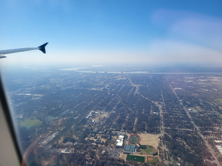 View of approach to Memphis from airplane