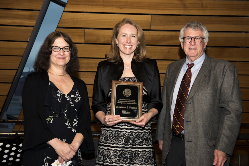 Photo of Dr. Heather Peters and Professors Monica Luciana and Mark Snyder.