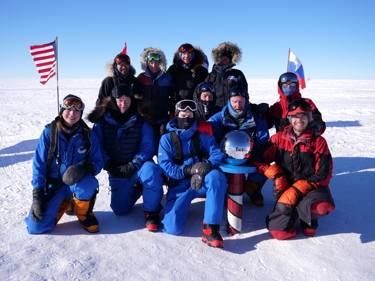 group photo at the South Pole