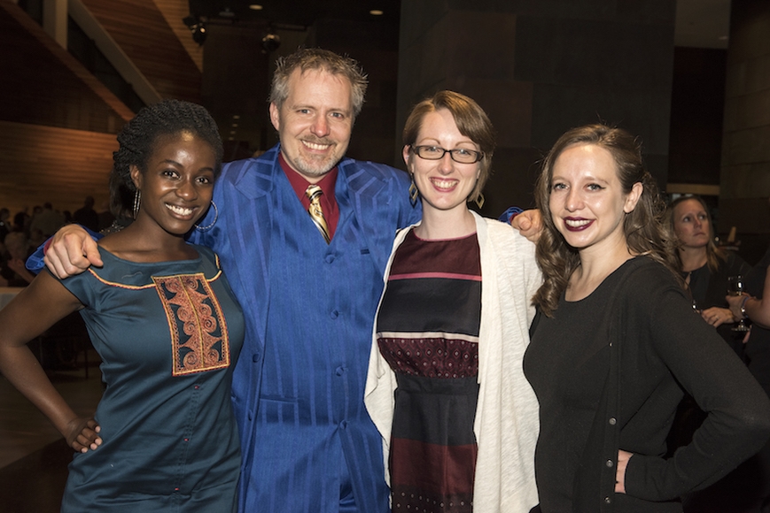 Photo of Graduate student Anita Kwashie, Professor Angus McDonald, graduate students Rebecca Kazinka and Danielle Pratt.