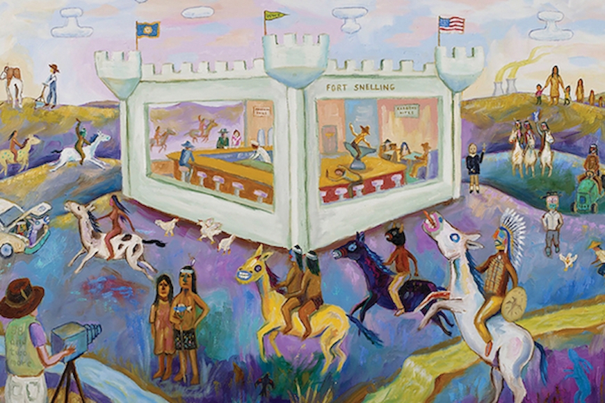 Detail from "Attack on Fort Snelling Bar and Grill" by Jim Denomie