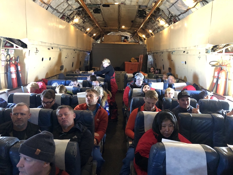 inside of Antarctic plane