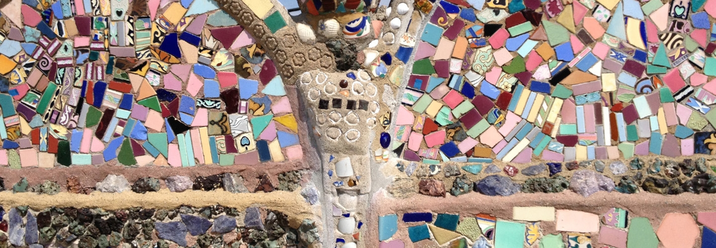 Wall mosaic with colorful stones