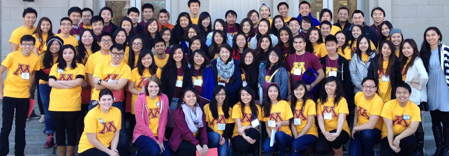 A large group of Asian American Studies students posing for photo