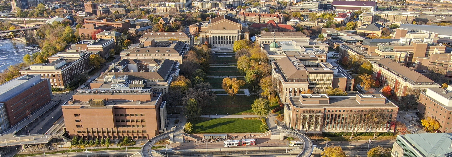 Aerial view of East Bank campus