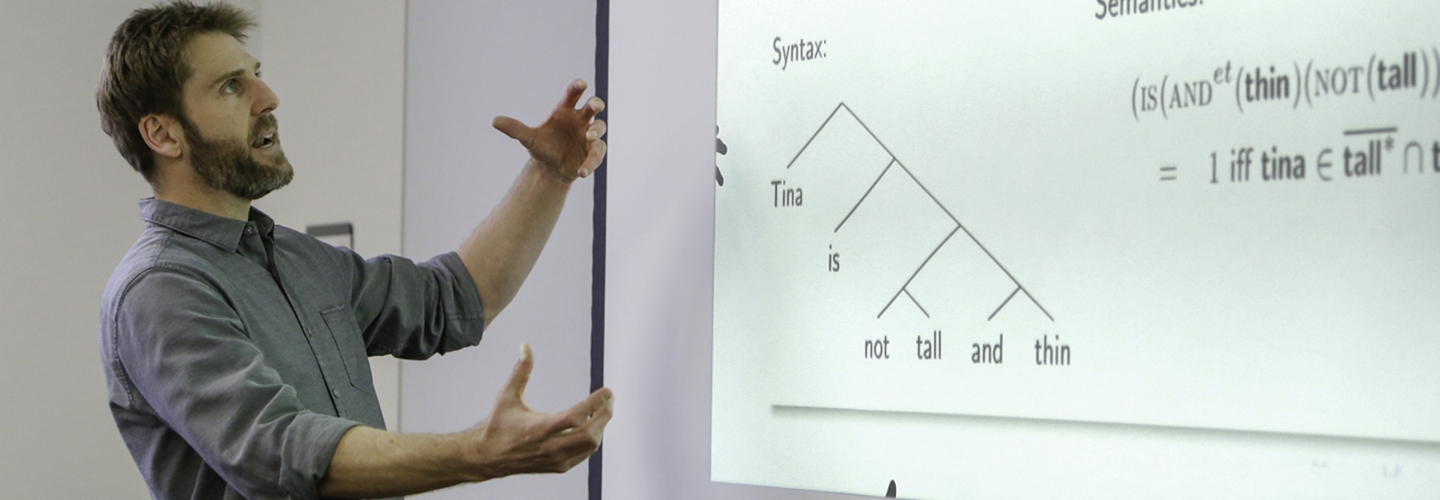 Professor Brian Reese, teaching linguistics class