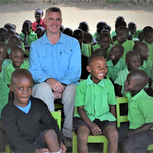 Kieran visiting KMMA school on Rusinga Island, Kenya