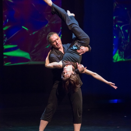 Carl Flink with Penny Freeh performing a duet from VocalEssence's Production of Virgil Thomson's "Four Saints in Three Acts" at the Cowles Center for Dance, Mpls, MN.  Flink &  Freeh co-directed and choreographed the production.
