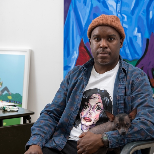 Lamar and Bea in his art studio.