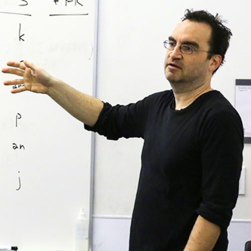 JP Marcotte teaches a linguistics class