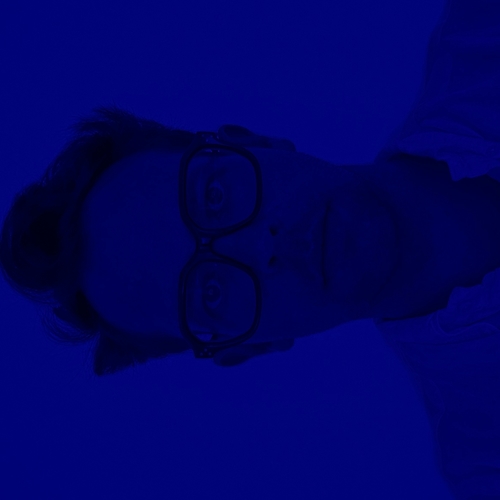 portrait photograph in blue light