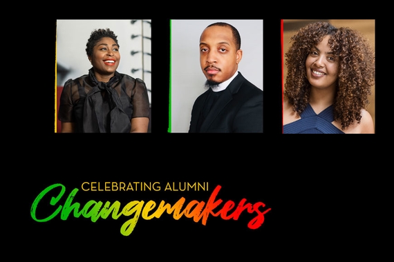 Celebrating Alumni Changemakers. Photos of Gabrielle Greer, Richard Pittman, and Lulete Mola.