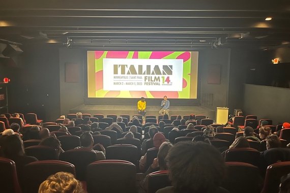Lorenzo Fabbri and Antonio Dikele Distefano talking about Antonio's Autumn Beat during the 2023 Minneapolis/St. Paul Italian Film Festival