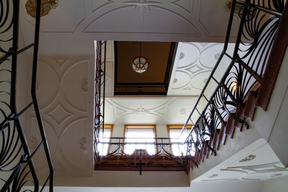 Architectural detail of the stairwell in Nicholson Hall.