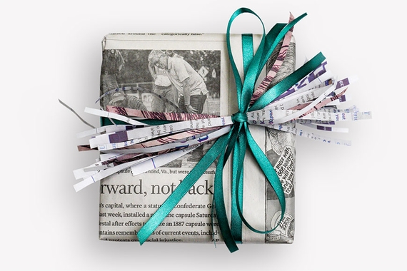 Gift wrapped with a newspaper