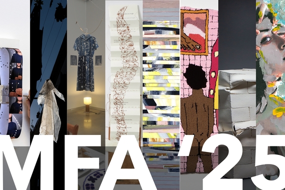 "MFA '25" over collage of 8 different artworks
