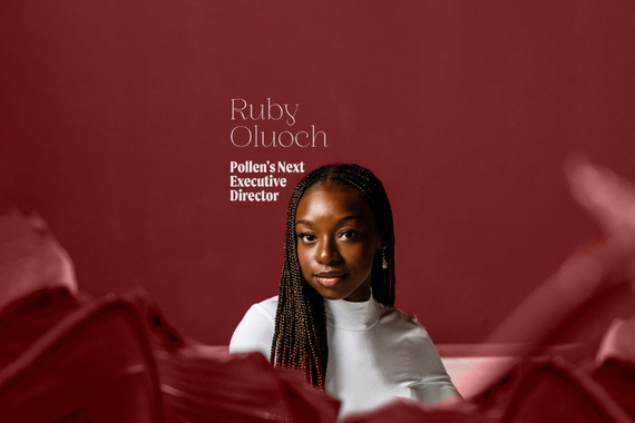 Ruby Oluoch, Pollen's Next Executive Director, against a maroon background, 