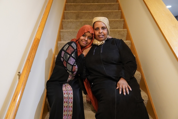 Salom Abdulle, right, and her daughter Khadija Elshafei at their home in Coon Rapids