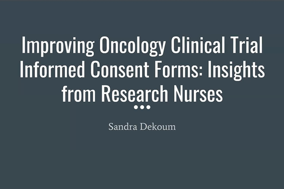 Screenshot of powerpoint slide: Improving Oncology Clinical Trial Informed Consent Forms