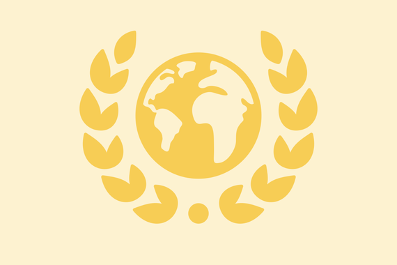 gold icon of globe and laurel wreath